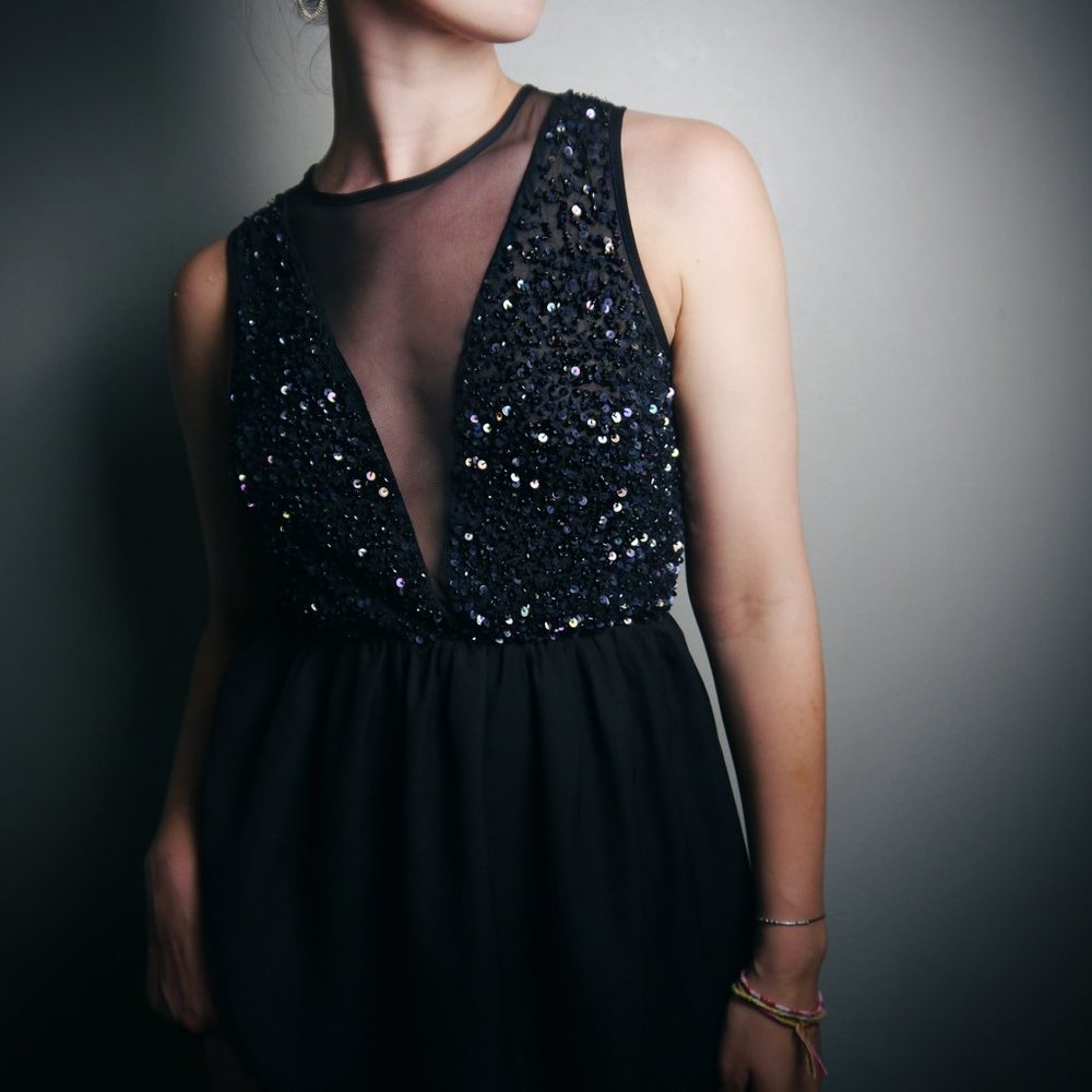 Forever 21 Black Sequined Mini Dress  | Size S